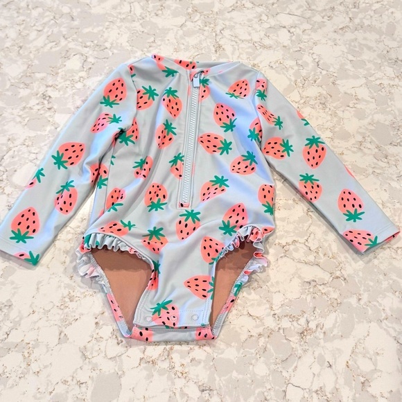 Old Navy Other - Old Navy 12-18M Strawberry Print Long Sleeve Swimsuit